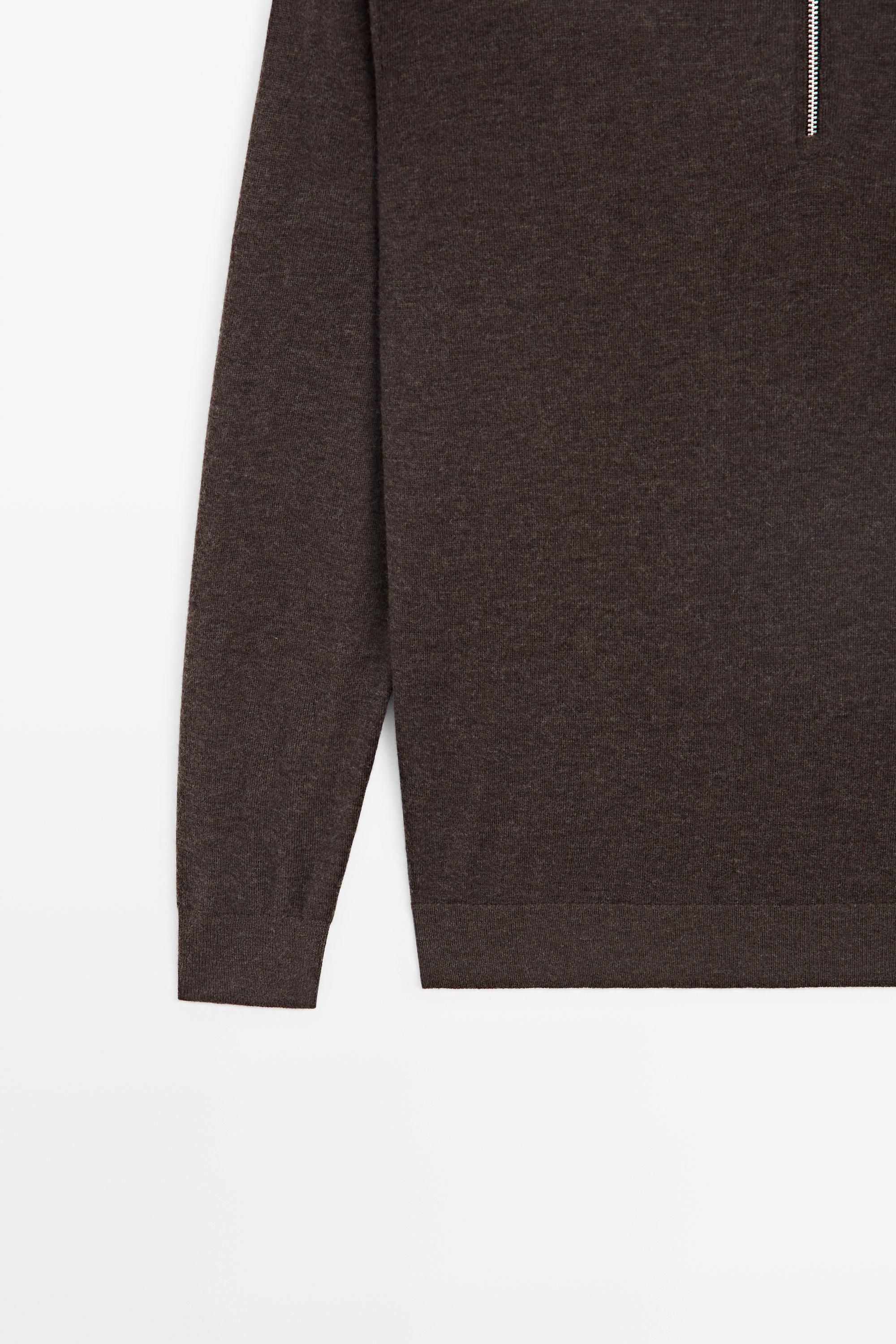 Wool blend quarter-zip knit sweater